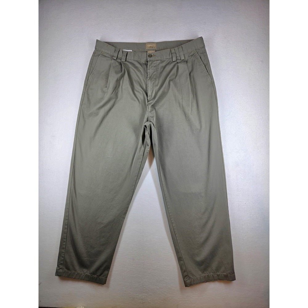 Arrow Khakis Mens 40x30 Olive Green Pleated Front Cotton Twill Chino Pants 5506